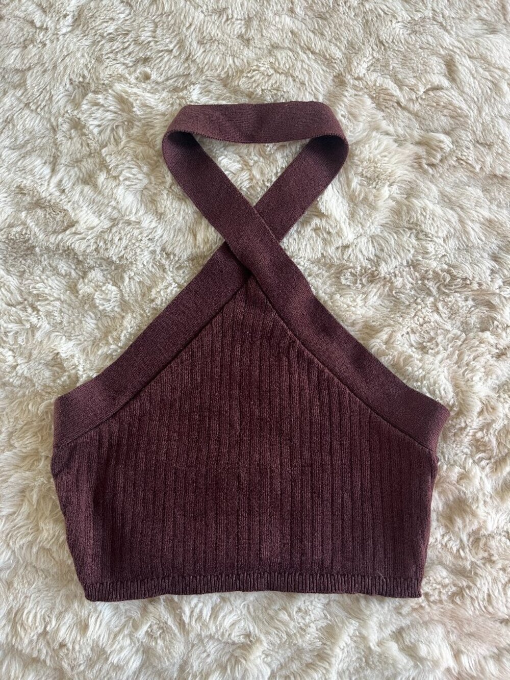 BDG Burgundy Knit Halter Crop Top Size S
